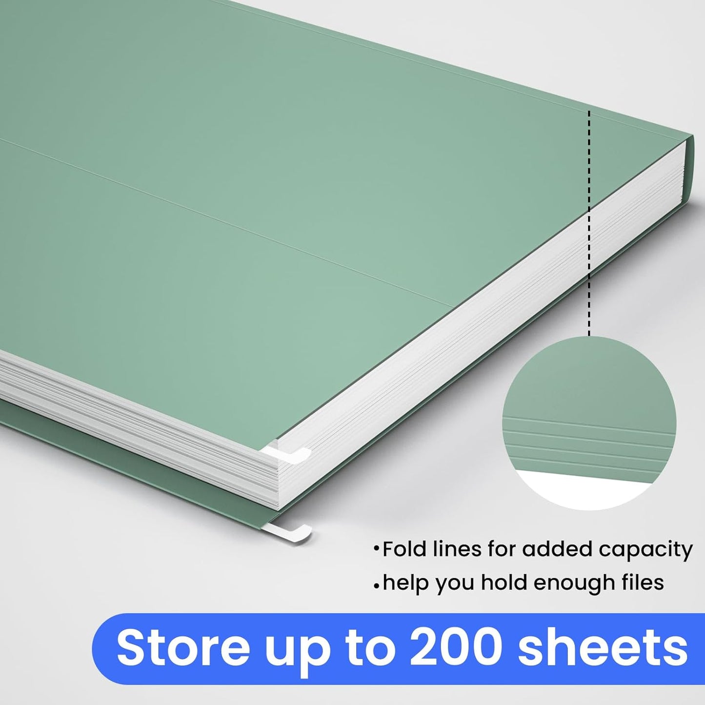 Hanging File Folders Letter Size, Metal File Frame with 25 Pcs Colored Hanging File Folders, 1'' Extension 1/5-Cut Tabs File Organizer Includes Hanging Folders for Desk Office Filing Cabinet