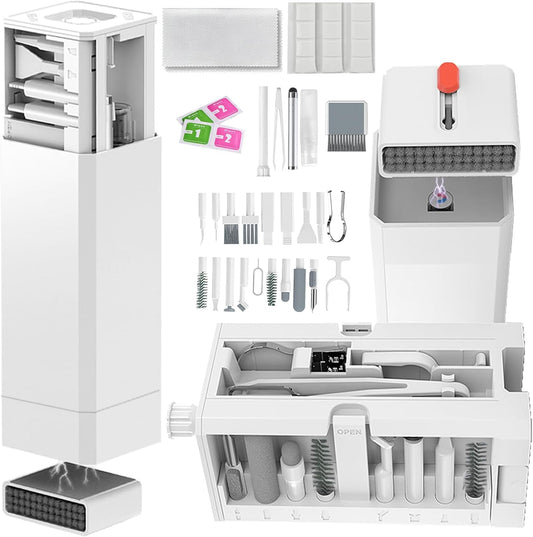 Cell Phone Cleaning Kit, iPhone Cleaning Kit for Charging Port Cleaner Keyboard Cleaning Kit for Airpods/Android/USB C/Earbuds/Laptop/iPad/Camera Lens with Stylus Pen (White (with Putty and Cloth))