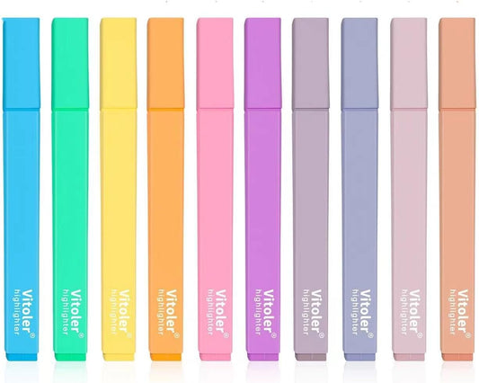 Highlighters,10Pcs Bible Highlighters,Chisel Tip Bible Markers,Pastel Purple Highlighter for Journaling Planner Notes School Supplies, assorted colors no bleed Pens