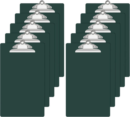 Legal Size Clipboard, Green Plastic 8.5 x 14 Clip Board for Lawers, Heavy Duty Butterfly Clip, 9 x 15 in, Office & School Supply(Pack of 10)