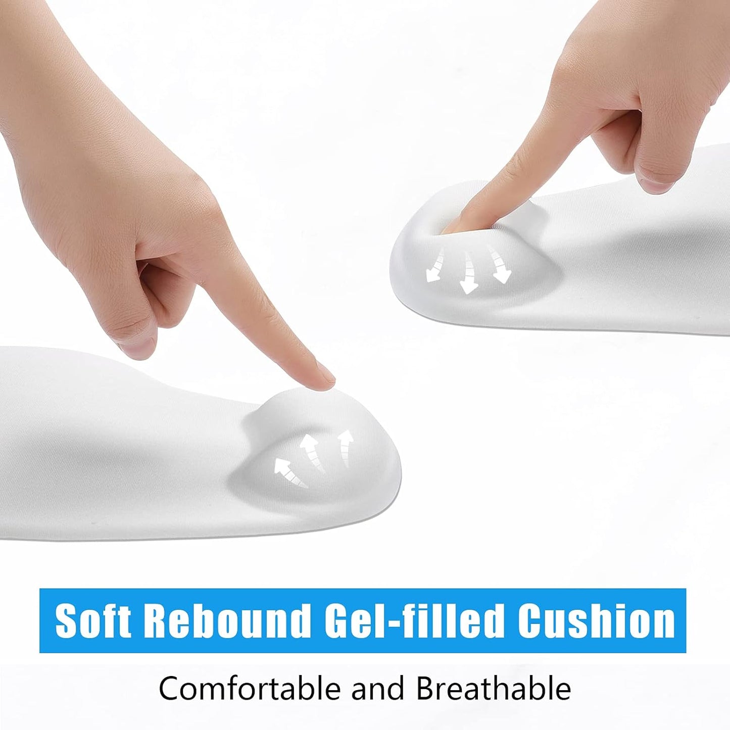 Hsurbtra Ergonomic Mouse Pad with Wrist Rest Support, Gel Mouse Pads with Non-Slip PU Base, Pain Relief Memory Foam Computer Mat, Cute Office Supplies Desk Decro Accessories, Ivory White