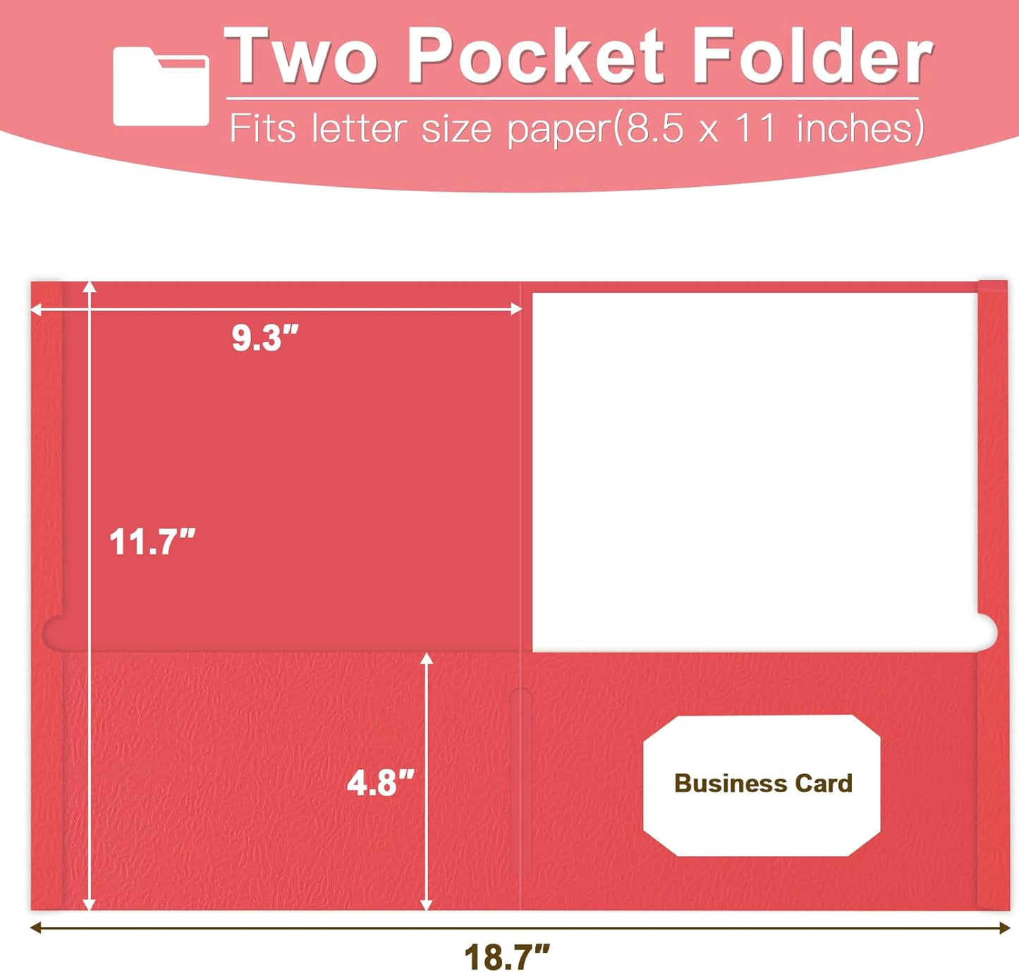 Folders with Pockets, LAYZZ 60 Pack Paper Pocket Folders, 2 Pocket File folders Fits Letter Size Paper, for School Office and Home (Red)