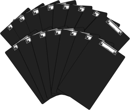 Legal Size Clipboard, 8.5 x 14 Black Plastic Long Clip Board with Low Profile Clip, 9 x 15 in, Suitable for Legal Lawers and Business, Office Supply(Pack of 15)