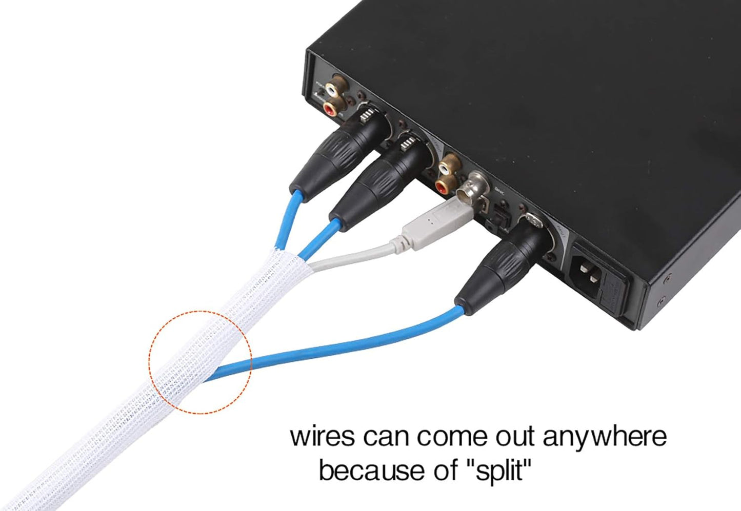 Alex Tech 25ft - 3/8 inch Cord Protector Wire Loom Tubing Cable Sleeve Split Sleeving for USB Cable Power Cord Audio Video Cable - Protect Cat from Chewing Cords - White