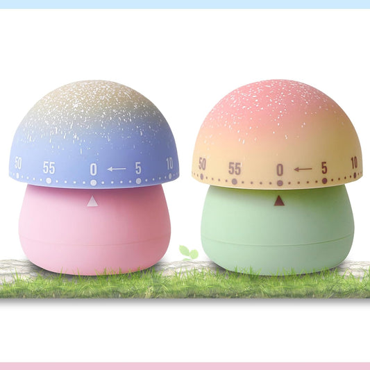 2 Pack Cute Kitchen Timer,100% Mechanical Egg Timer for Kids,60 Minutes Wind up Timer for Cooking/Reading/Do Sports. (Mushrooms)