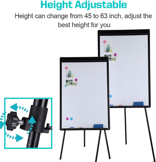 2 Pack Whiteboard Easel 36" x 24" Height Adjustable, Magnetic Dry Erase Board with Tripod Stand, Portable Presentation Easel Includes Flip Chart Paper Pad (25 Sheets), Magnets & Eraser