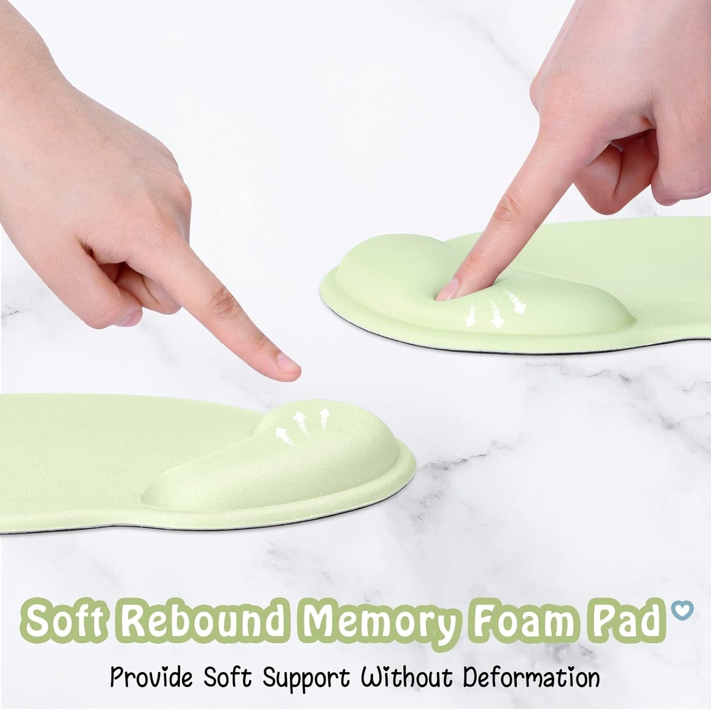 Hsurbtra Ergonomic Mouse Pad with Wrist Rest Support, Gel Mouse Pads with Non-Slip PU Base, Pain Relief Memory Foam Computer Mat, Cute Office Supplies Desk Decro Accessories, Lake Green