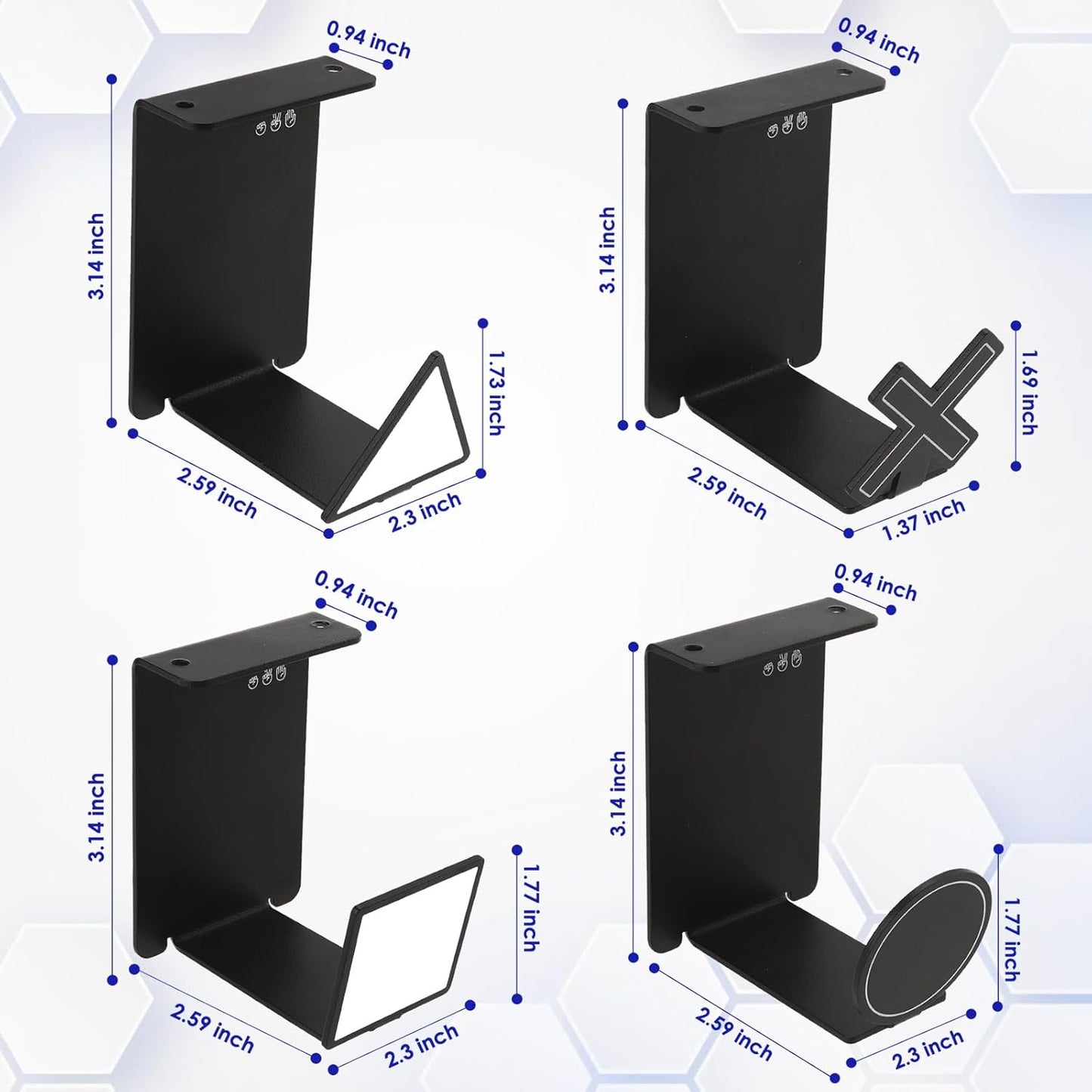 HC128 Headphone Holder Hanger for Desk, Include Adhesive Strips, Universal Headset Stand for PS4/PS5/Xbox/PC/Mac/Headphones Game Controller Hanger (Including 4 Types)
