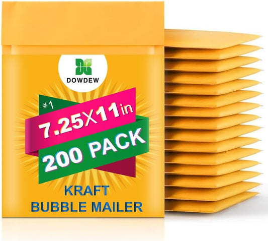 Kraft Bubble Mailers [200 Pack] Mailing Packing Envelopes #1 (7.25" x 11")