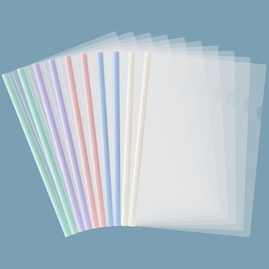 BAYTORY 10 Pack Clear Report Covers with Sliding Bar, Project Folders for A4 and Letter Size Paper, Resume Folder Presentation Binder for School Business, 60 Sheet Capacity/Pack (Multicolor)