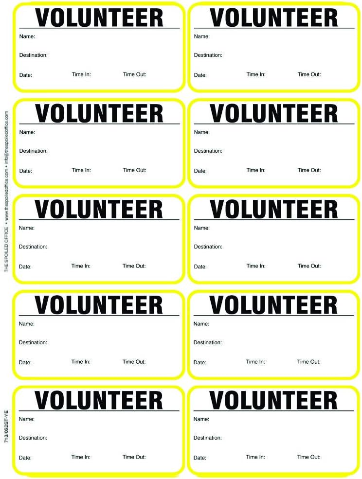 The Spoiled Office Visitor Sign in Book with 500 3"x2" Peel Off Carbonless Visitor Badges, Made in USA – Spiral Log Book for Schools, Manufacturing Plants, and Political Offices — Yellow Volunteer