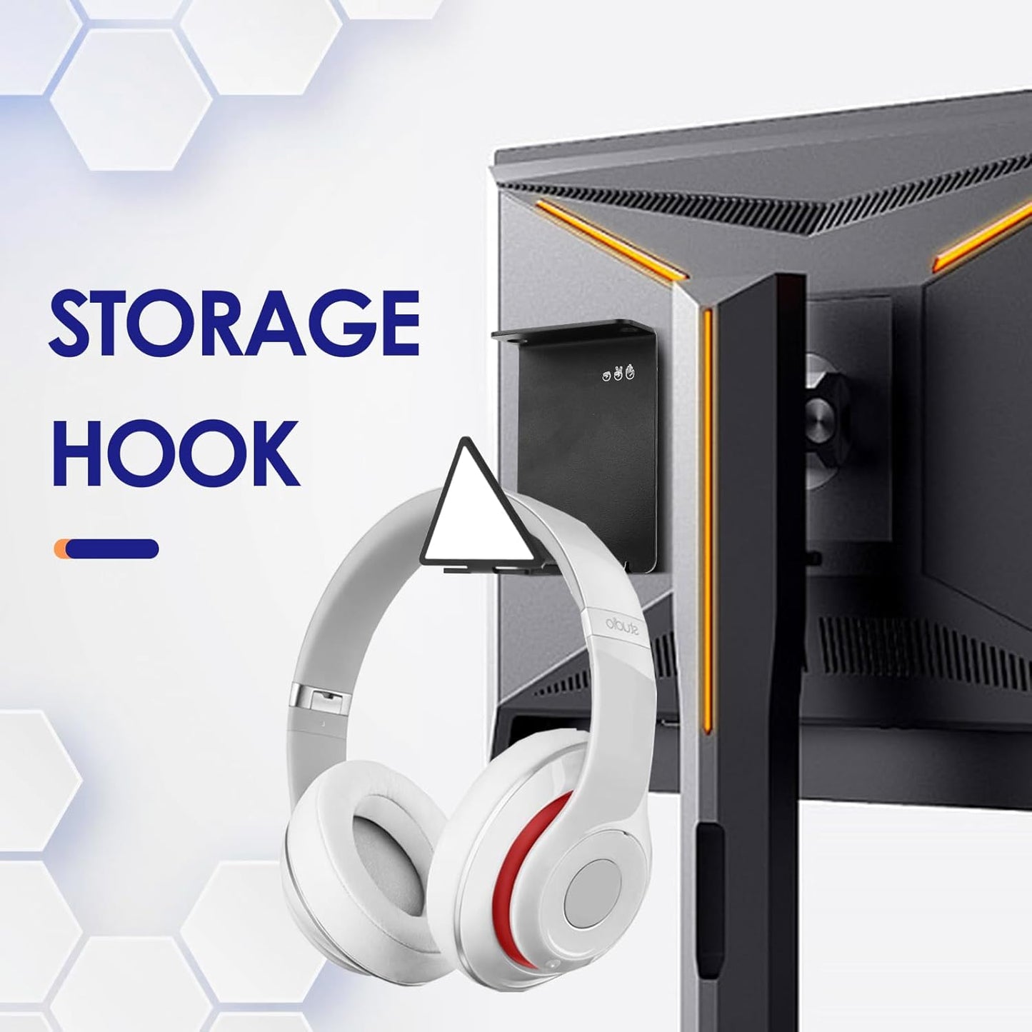 HC128 Headphone Holder Hanger for Desk, Include Adhesive Strips, Universal Headset Stand for PS4/PS5/Xbox/PC/Mac/Headphones Game Controller Hanger (Triangle)