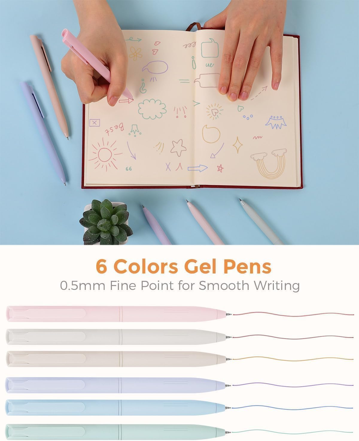 SKYDUE Cute School Supplies 38 PCS, Pencil Case with 12 Pastel Highlighters, 5 Black Gel Pens, Mechanical Pencils, College Essentials Students Stationary Set Purple