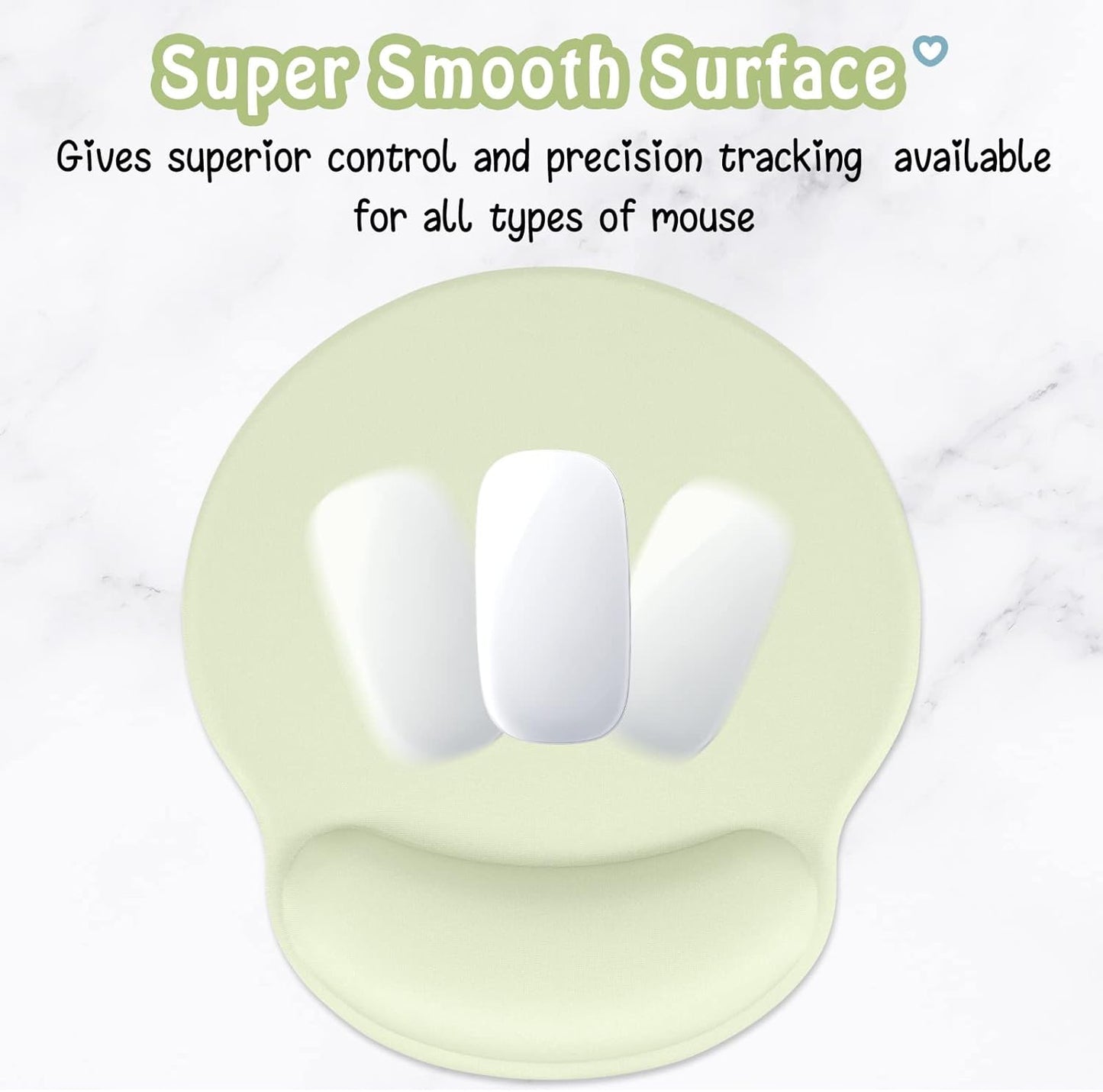 Hsurbtra Ergonomic Mouse Pad with Wrist Rest Support, Gel Mouse Pads with Non-Slip PU Base, Pain Relief Memory Foam Computer Mat, Cute Office Supplies Desk Decro Accessories, Lake Green