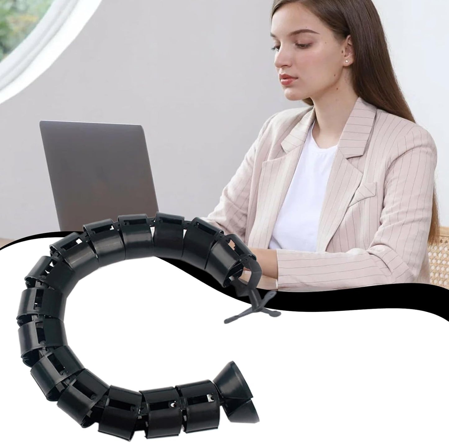 Cable Management Tube,Flexible Snake Shape Wire Protector Tubing | Cord Protector Sleeve - for Pc TV Phone Laptop Tablet Cinema Home Dorm School