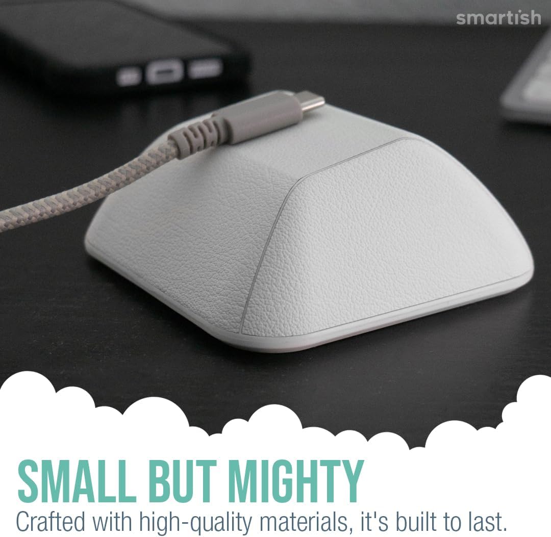 Smartish® Magnetic Cord Holder - Cable Wrangler Organizer Stocking Stuffer with Magnet Clips for Charger Management on Desktop, Nightstand for USB-C + Lightning - Snow Day White