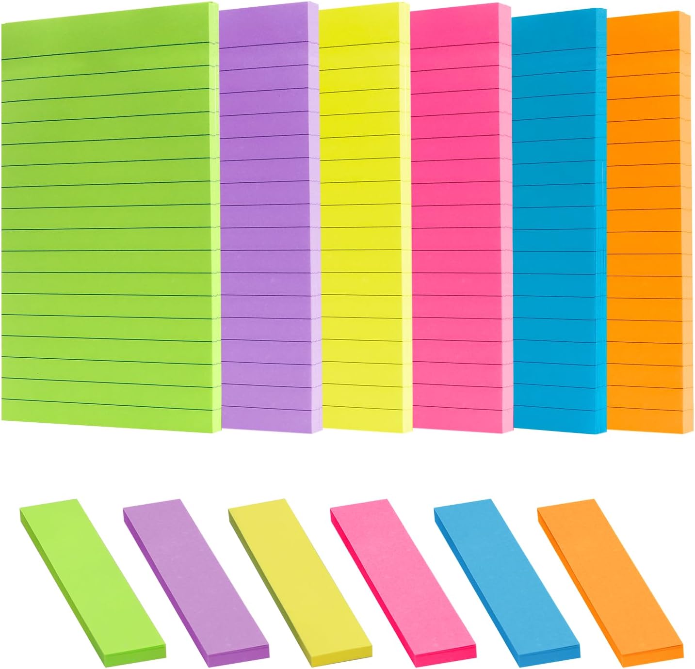 Lined Sticky Notes & Index Tabs Set – 12 Pads, 540 Sheets Total, 4x6 Inch Large Sticky Notes with Strong Adhesive for Office, School, Planner & Study (45 Sheets/Pad)