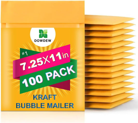 Kraft Bubble Mailers [100 Pack] Mailing Packing Envelopes #1 (7.25" x 11")