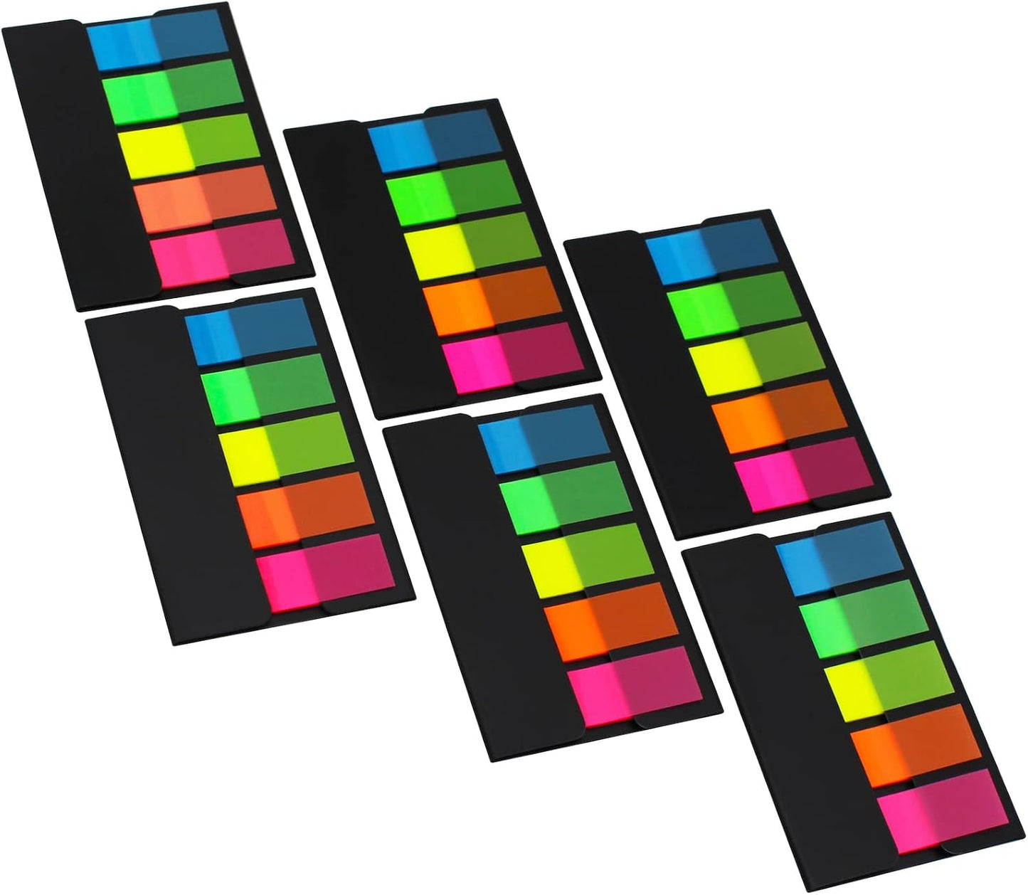 Page Flags Markers Assorted Color, 600 Pages Total, 0.47x1.73 Inch Standard Flag Tabs, Easy to Post, 6 On-The-Go Dispensers/Combo Pack