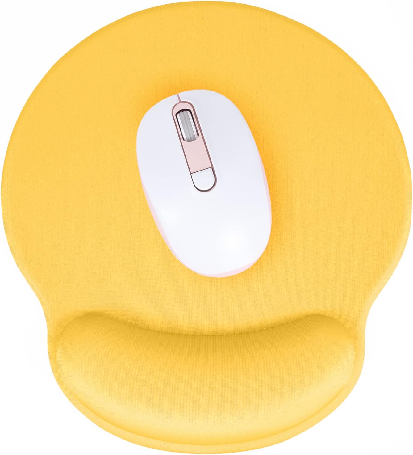 Hsurbtra Ergonomic Mouse Pad with Wrist Rest Support, Gel Mouse Pads with Non-Slip PU Base, Pain Relief Memory Foam Computer Mat, Cute Office Supplies Desk Decro Accessories, Apricot Yellow