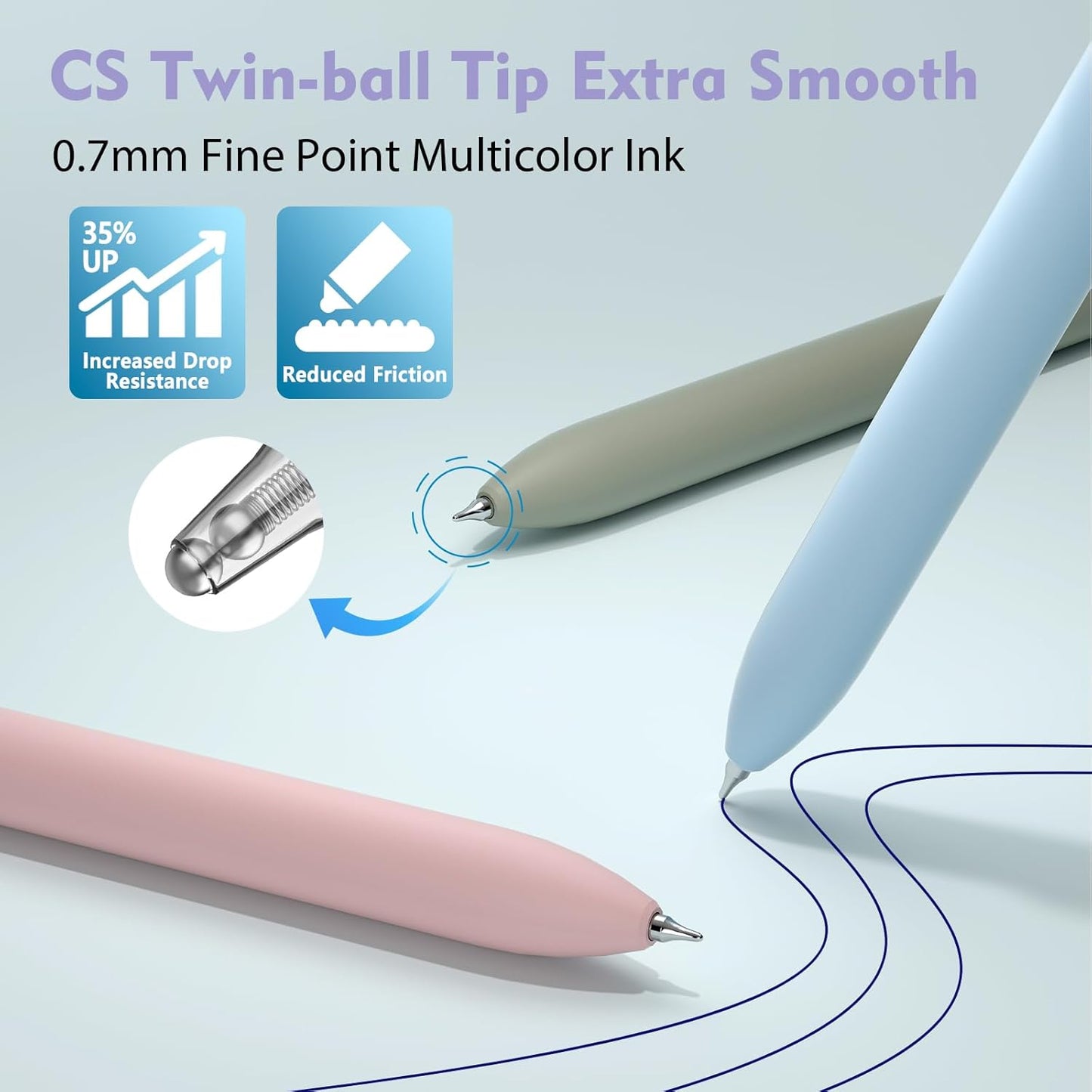 8 Pack Blue Ink Gel Pens，Quick-Dry 0.7mm Fine Point Fidget Pens for Smooth Writing, Journaling & Drawing, Aesthetic Morandi Color Pens for Women, School & Office Supplies (Morandi Blue Ink)