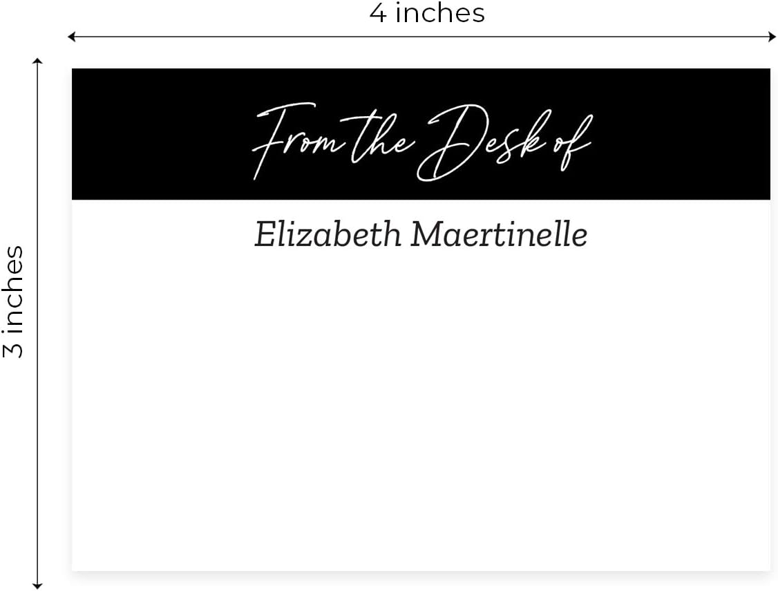 from The Desk of Personalized Sticky Notepads/Modern 3" x 4" Custom Writing Pads / 6 Customized Sticky Notes Pads / 50 Sheets Per Pad/Made in The USA