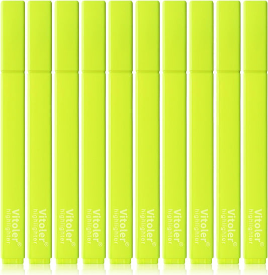 Vitoler Fluorescent Yellow Highlighters,10 Pack Bright Color Chisel tip Highlighters for Adults in the Home School Office