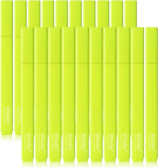 Vitoler Fluorescent Yellow Highlighters,20 Pack Bright Color Chisel tip Highlighters for Adults in the Home School Office