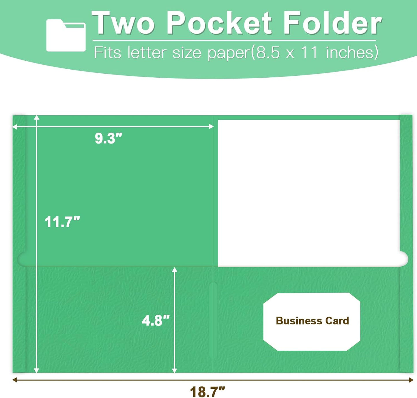 Folders with Pockets, LAYZZ 60 Pack Paper Pocket Folders, 2 Pocket File folders Fits Letter Size Paper, for School Office and Home (Green)