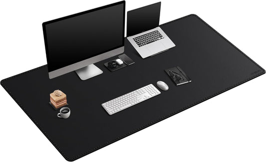 Mydours Giant Desk Mat, 63 x 28 inch Extended PU Leather Desk Pad, Gaming Desk Mat for Home Office Desk, Mouse Pad for Home Office & Computer Workstation, Extra Pad for Standing Desk (Black)