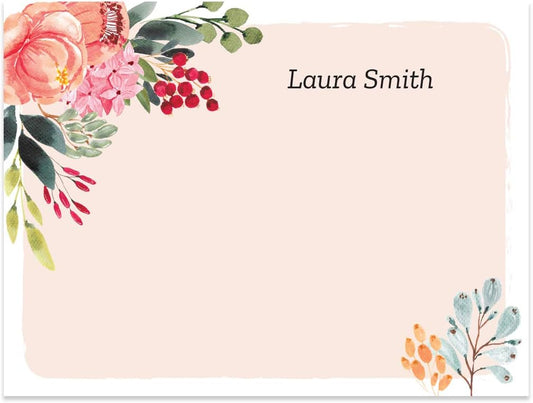 Personalized Pink Floral Sticky Notepads/Modern 3" x 4" Custom Writing Pads / 6 Customized Sticky Notes Pads / 50 Sheets Per Pad/Made in The USA
