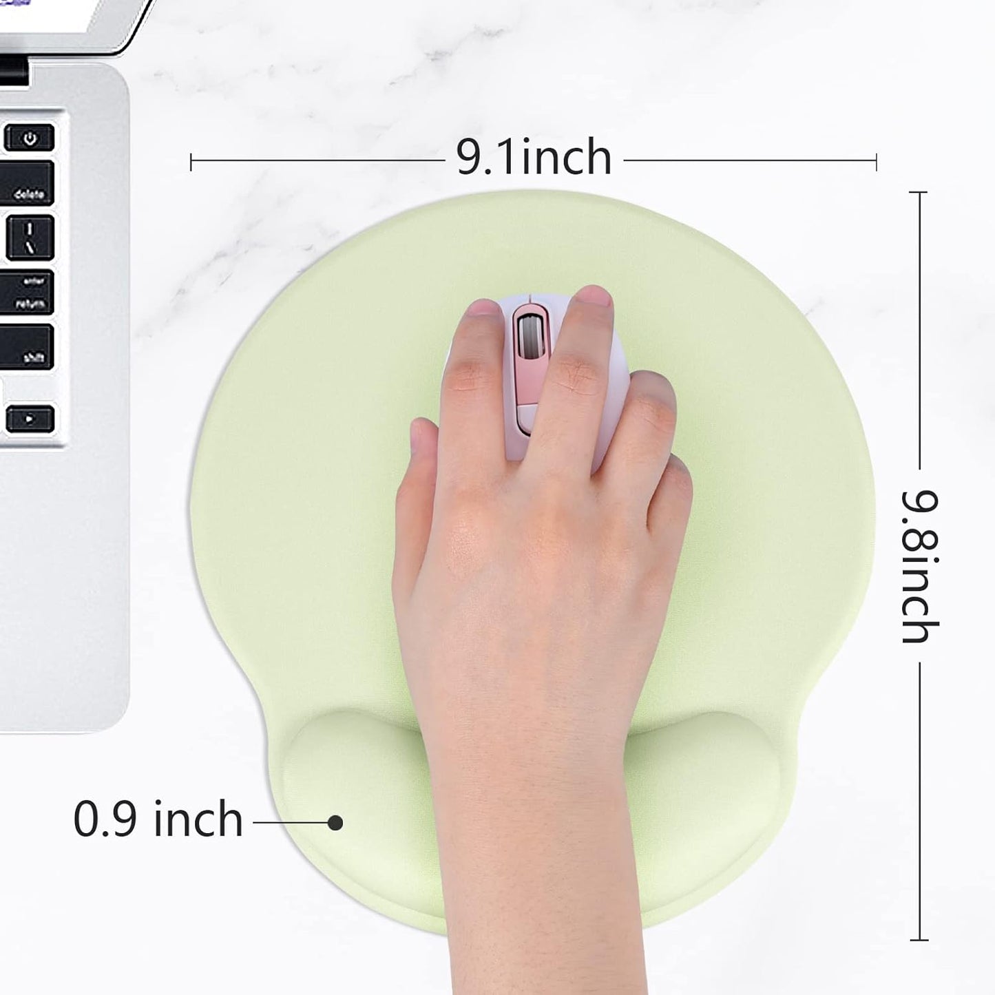 Hsurbtra Ergonomic Mouse Pad with Wrist Rest Support, Gel Mouse Pads with Non-Slip PU Base, Pain Relief Memory Foam Computer Mat, Cute Office Supplies Desk Decro Accessories, Lake Green