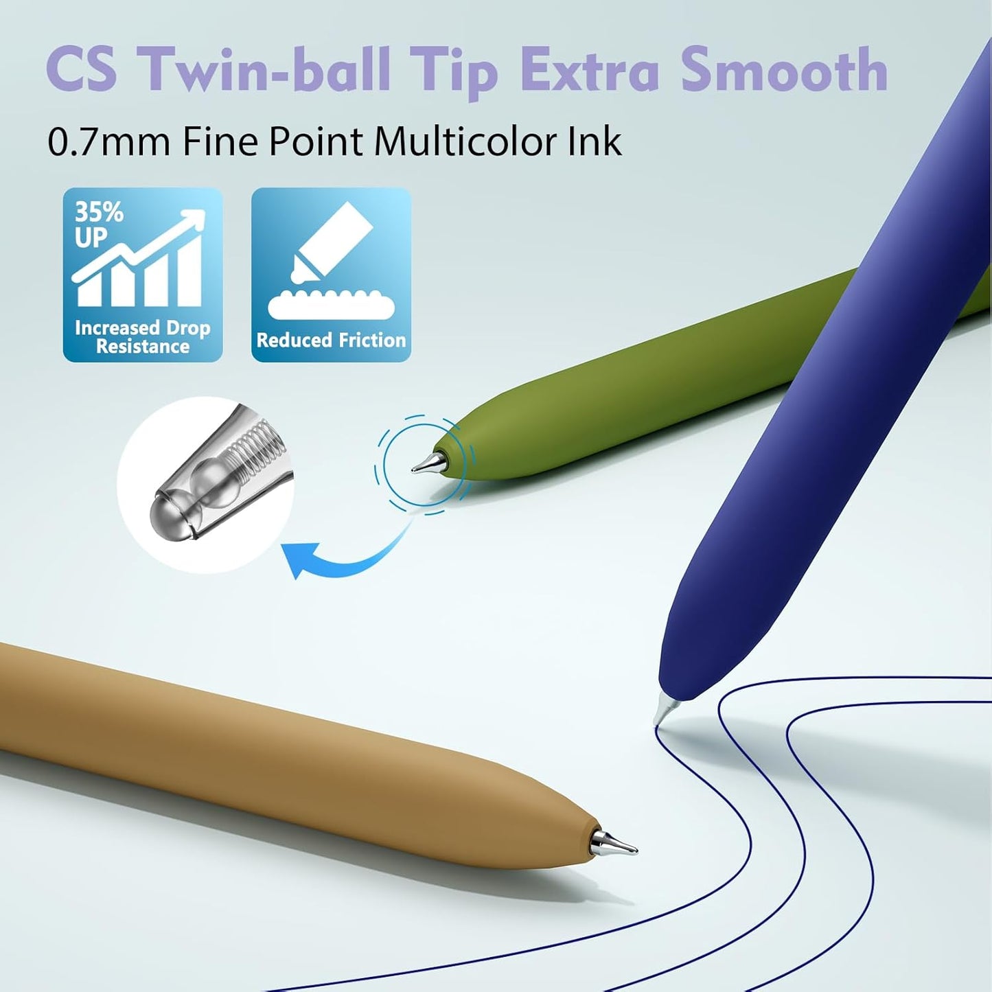 16Pcs Blue Ink Gel Pens，Quick-Dry 0.7mm Fine Point Fidget Pens for Smooth Writing, Journaling & Drawing, Aesthetic Pen for Women, School & Office Supplies (Vintage + Morandi Blue Ink 16Pack