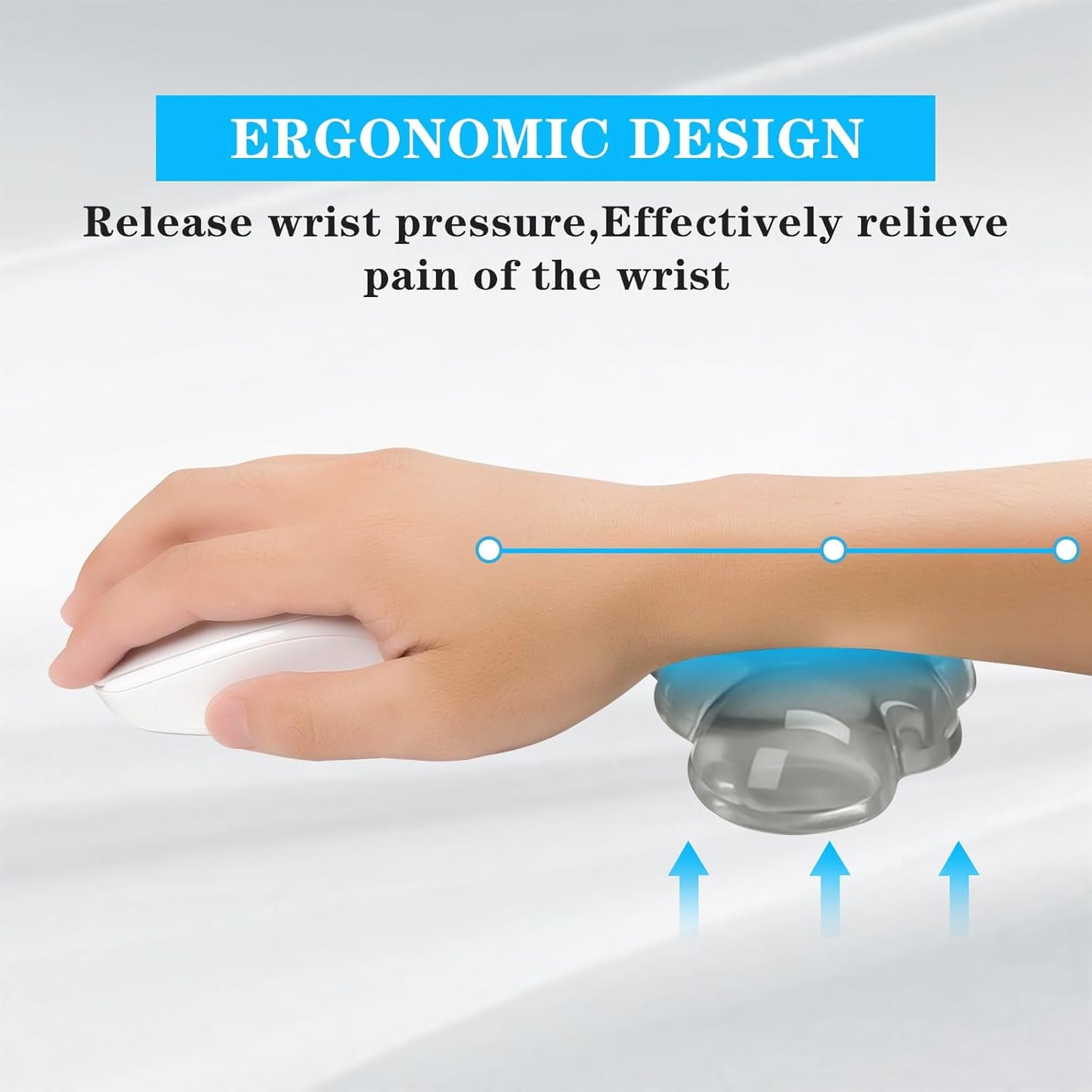 Gel Cloud Mouse Wrist Rest, Cute Wrist Support and Arm Support for Mouse Rest Typing Pain Relief，Suitable for Office/Computer/Laptop/Gaming (Transparent Gray)