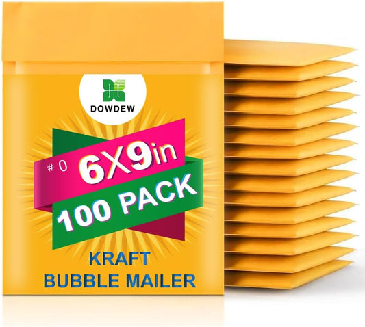 Kraft Bubble Mailers [100 Pack] Mailing Packing Envelopes #0 (6" x 9")