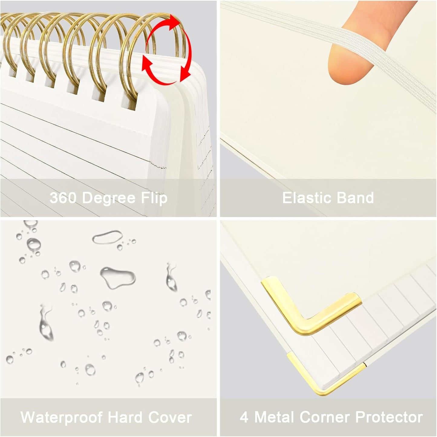 Mousbull Top Spiral Notebook, A4 Hardcover Top Bound Steno Pads, 240 Pages 100gsm College Ruled Left Handed Notebook Journal for Work, School, Meeting Writing - Beige, 8.5" x 11"