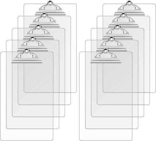 Legal Size Clipboard, Clear Plastic 8.5 x 14 Clip Board for Lawers, Heavy Duty Butterfly Clip, 9 x 15 in, Office & School Supply(Pack of 10)