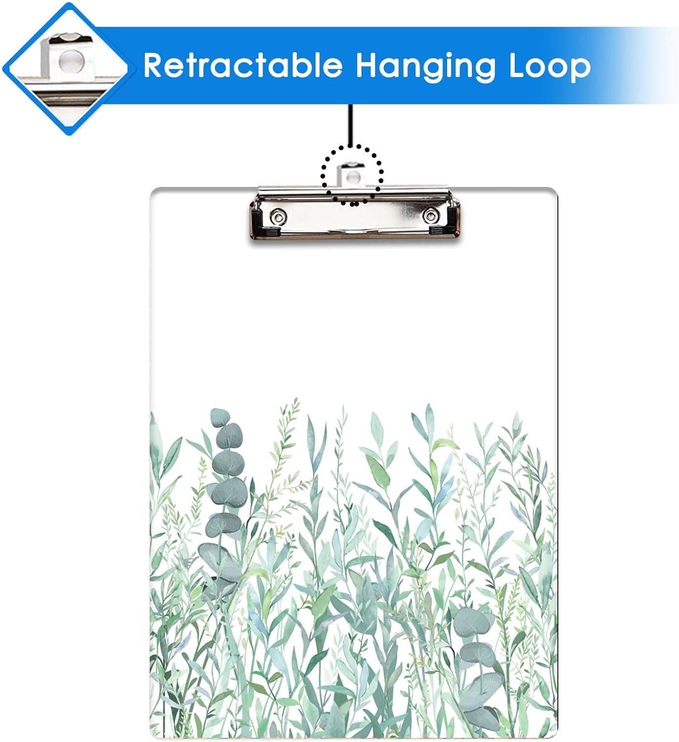 Britimes Clipboard Decorative Office School Hardboard Wood Nursing Clip Board and Pull for Standard A4 Letter Size Summer Mint Green Plant Tree 12.6" X 8.9"