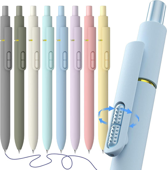 8 Pack Blue Ink Gel Pens，Quick-Dry 0.7mm Fine Point Fidget Pens for Smooth Writing, Journaling & Drawing, Aesthetic Morandi Color Pens for Women, School & Office Supplies (Morandi Blue Ink)