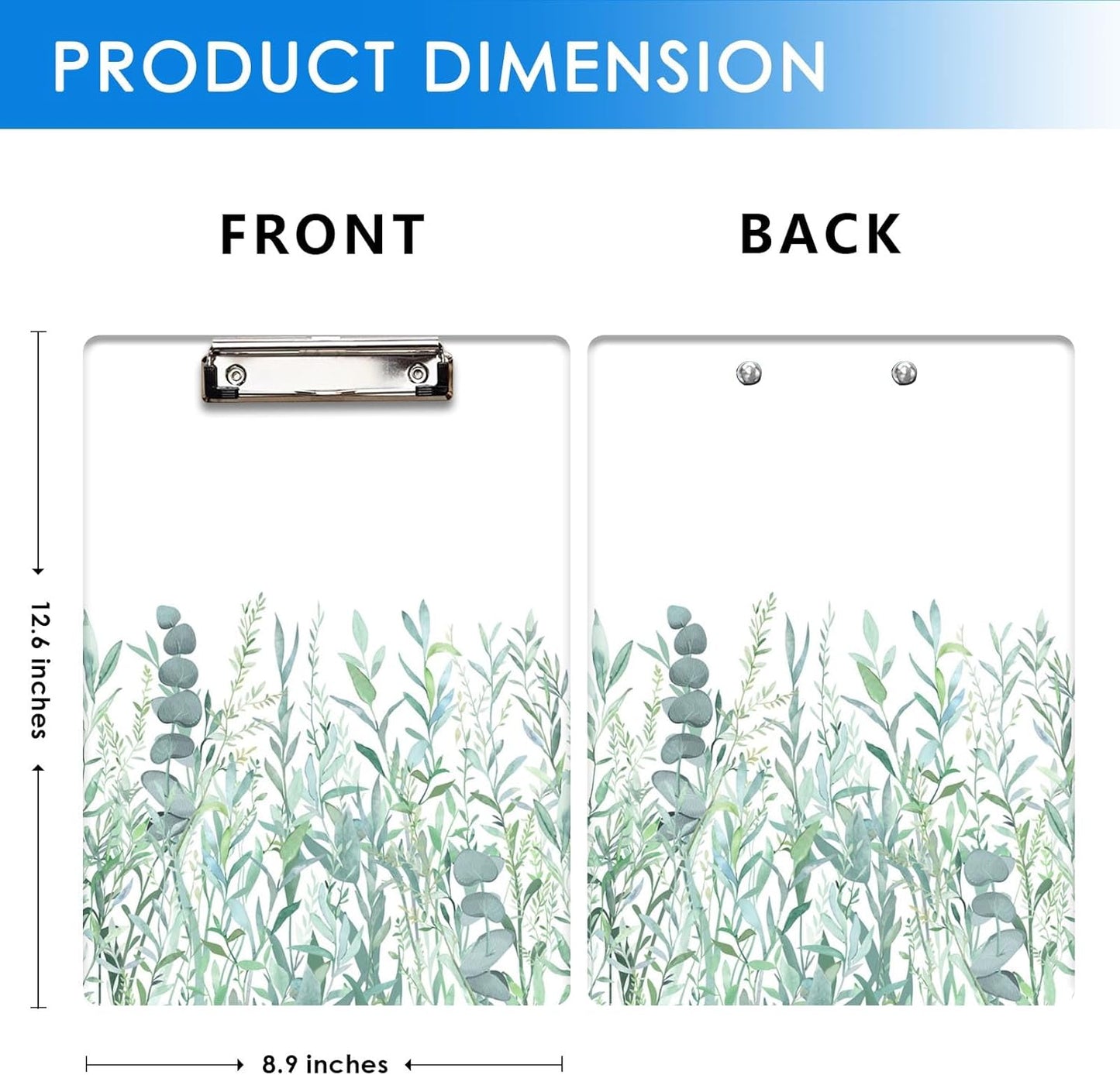 Britimes Clipboard Decorative Office School Hardboard Wood Nursing Clip Board and Pull for Standard A4 Letter Size Summer Mint Green Plant Tree 12.6" X 8.9"
