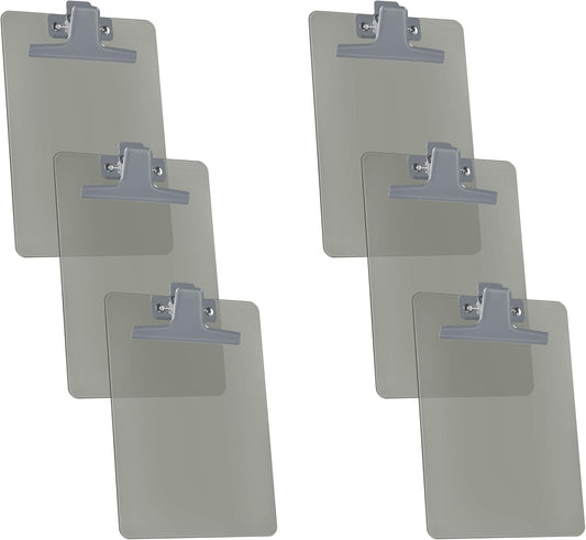 Acrimet Clipboard Memo Size A5 (9 1/4" x 6 1/3") Premium Metal Clip (Plastic) (Smoke Color) (6 Pack)
