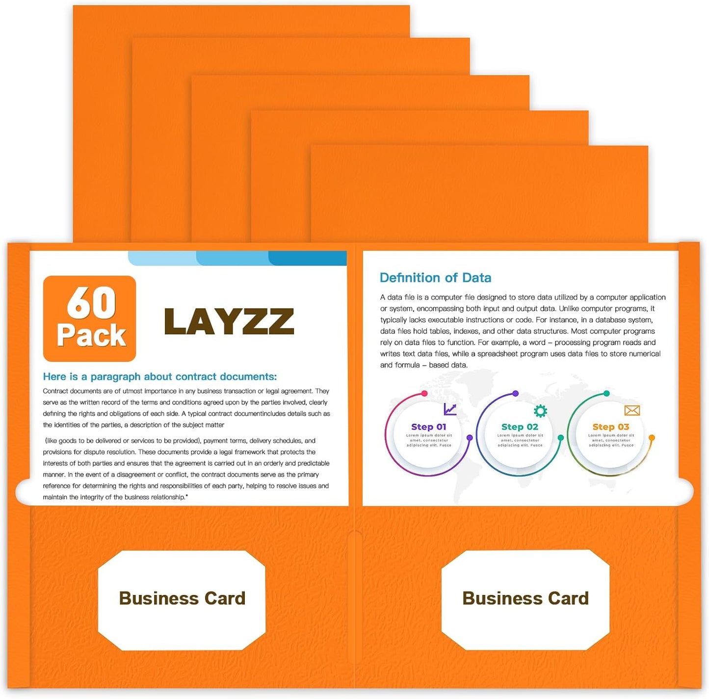 Folders with Pockets, LAYZZ 60 Pack Paper Pocket Folders, 2 Pocket File folders Fits Letter Size Paper, for School Office and Home (Orange)