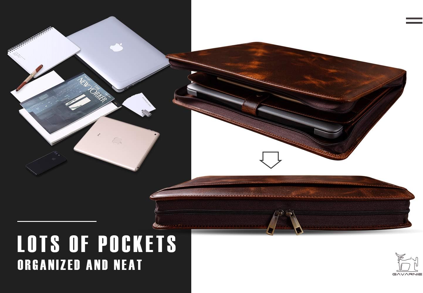 Personalized Leather Portfolio Padfolio for Men, Engraved Gifts for Father's Day for Husband from Wife, Customized Leather Gifts Present for Son/Dad, for Birthday, Oil Wax