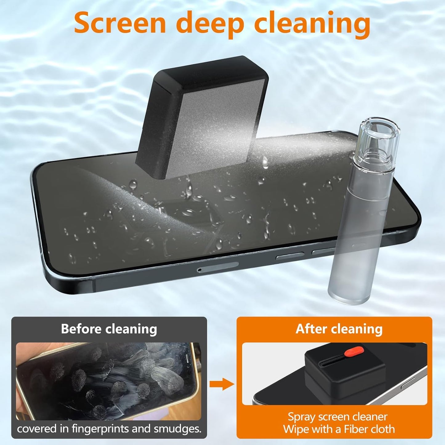 Cell Phone Cleaning Kit, iPhone Cleaning Kit for Charging Port Cleaner Keyboard Cleaning Kit for Airpods/Android/USB C/Earbuds/Laptop/iPad/Camera Lens with Stylus Pen (Black)