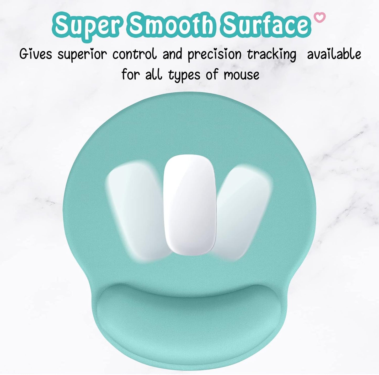 Hsurbtra Ergonomic Mouse Pad with Wrist Rest Support, Gel Mouse Pads with Non-Slip PU Base, Pain Relief Memory Foam Computer Mat, Cute Office Supplies Desk Decro Accessories, Malachite Green