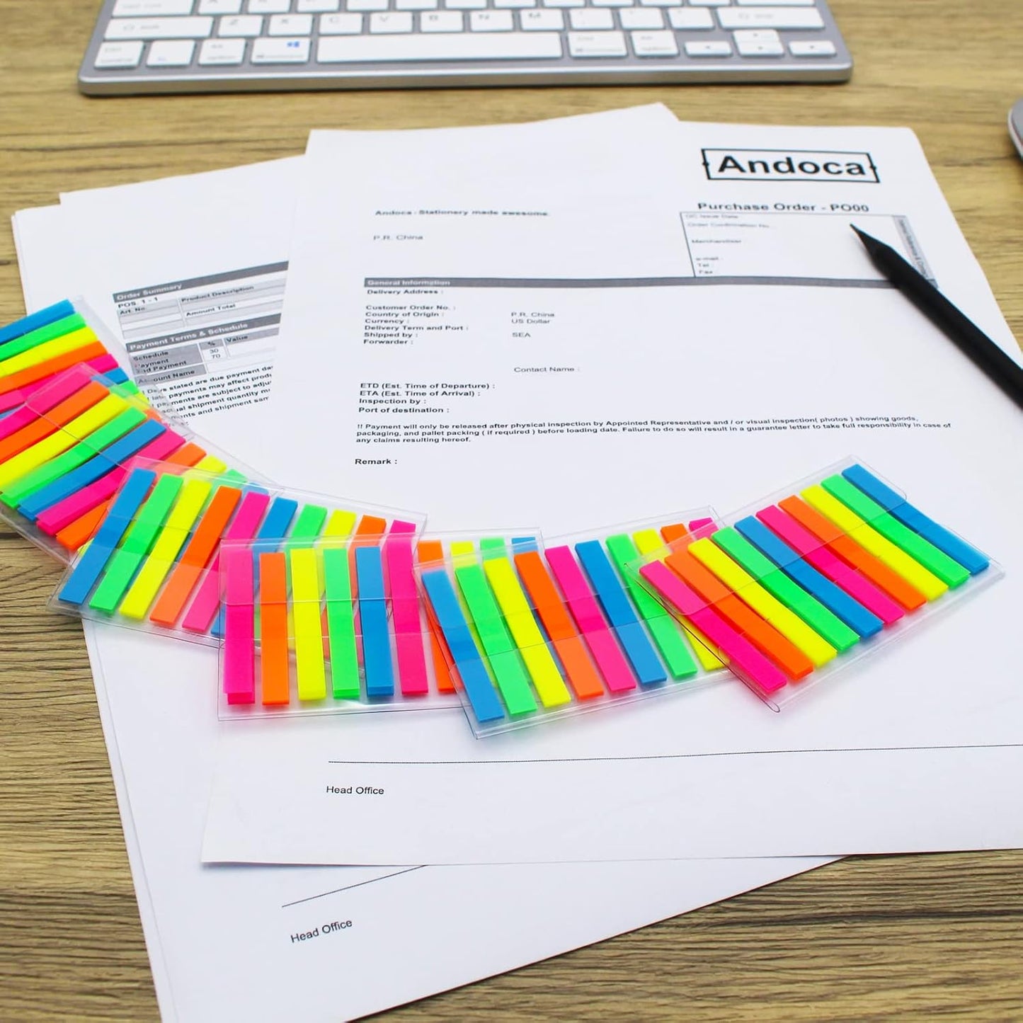 Thin Page Flags Markers Assorted Color, 1200 Pages Total, 0.24x1.73 Inch Standard Flag Tabs, Easy to Post, 6 On-The-Go Dispensers/Combo Pack