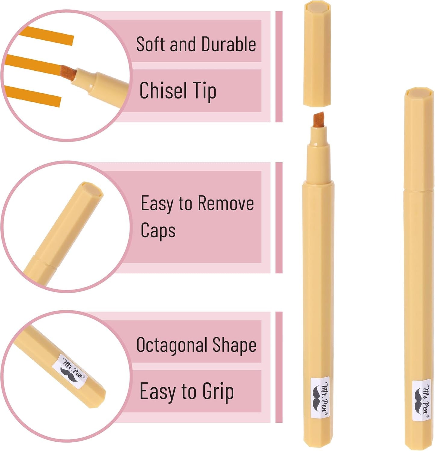 Mr. Pen- Aesthetic Highlighters, 6 Pack, Chisel Tip, Retro Tones, Cute Highlighters Assorted Colors