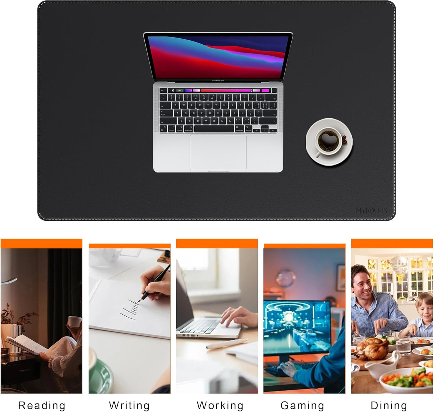 Mydours Dual-Sided PU Leather Desk Mat 31.5"x19.7" - Extra Large Cork Backing Mouse Pad for Office & Home, Premium Writing Surface, Waterproof Computer Desk Pad Protector for Laptop and Keyboard