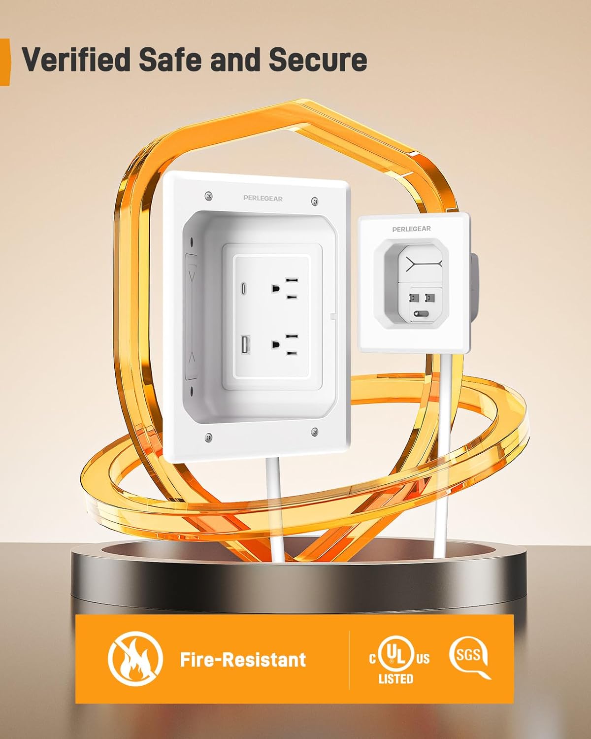 Perlegear TV in-Wall Cable Management Kit, USB and Typ C Ports Cord Hider for Wall Mount TV with Recessed Power, Includes Drill Templates, Dust Bags, Drywall Saw, Extension Cable