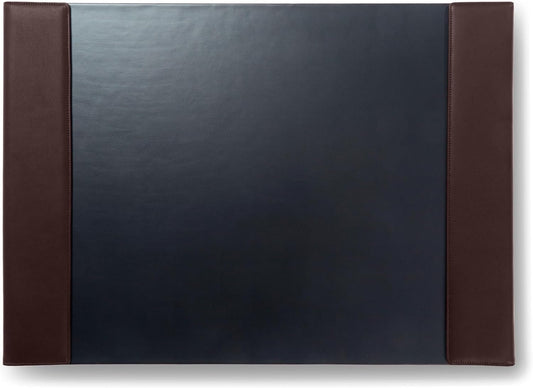 Leatherology Brown Classic Desk Pad – Full-Grain Leather Office Desk Mat with Liftable Side Rails, Non-Leather Writing Surface & Micro-Suede Bottom | Refined Desk Protection for Home or Office